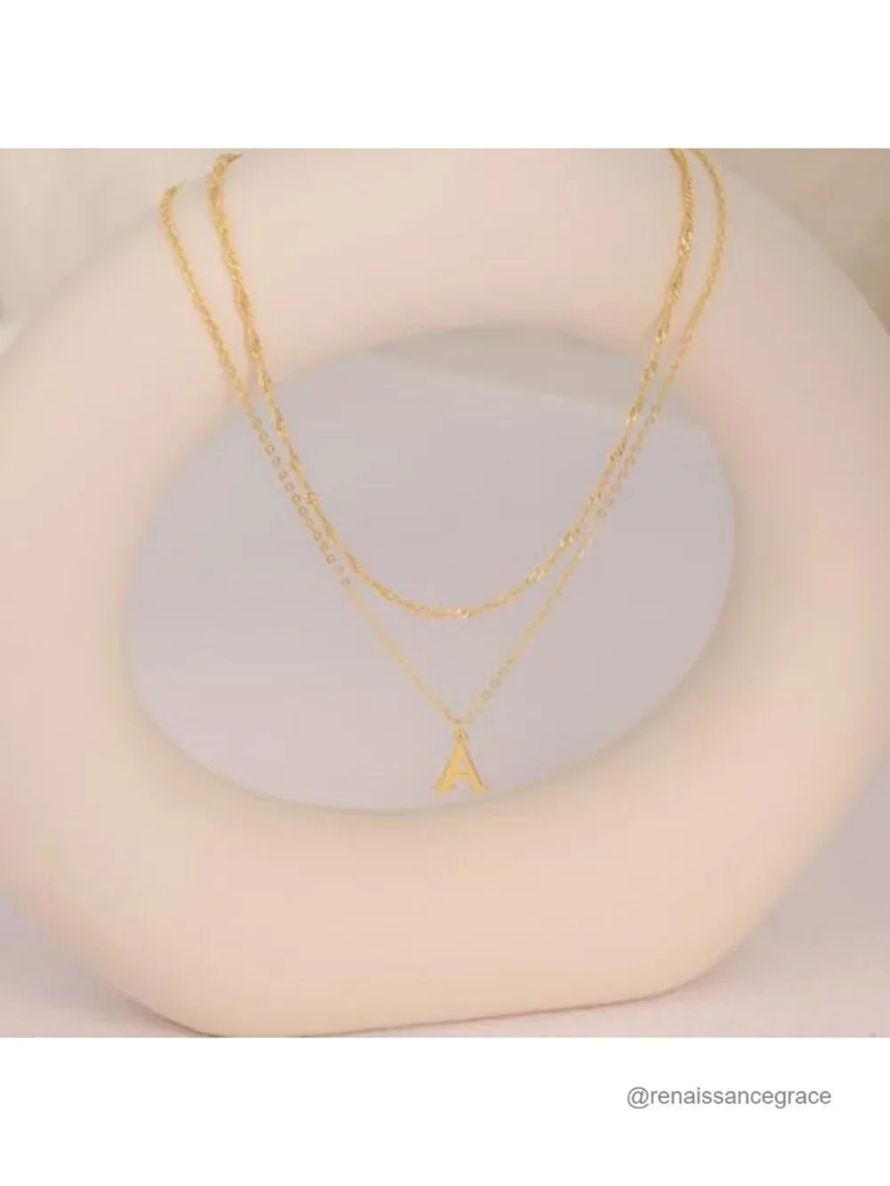 14K Gold Plated Dainty Layered Initial Pendant Necklace Set for Women